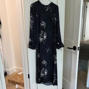Elegant Navy Blue Floral Dress